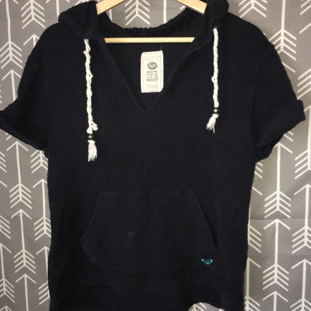 Roxy short sleeved boho surfer hoodie black Small